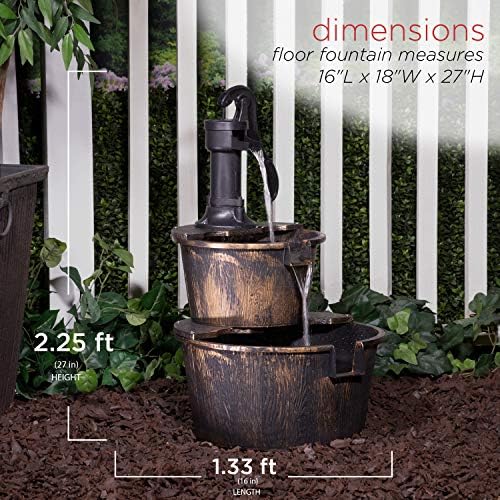 Alpine Corporation 2-Tiered Outdoor Water Fountain with Pump - Bronze Finish