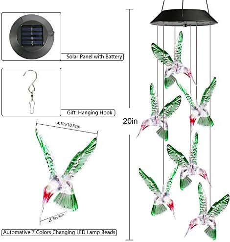 Toodour Solar Wind Chime with Color Changing LED Lights