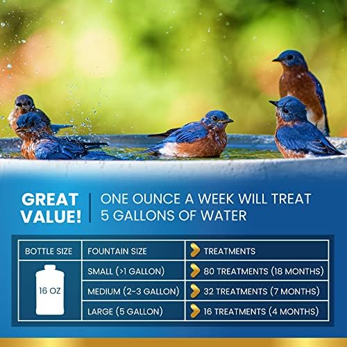 Bird Bath Cleaner for Outdoor Fountains and Bowls 16oz Safe for Birds and Plants