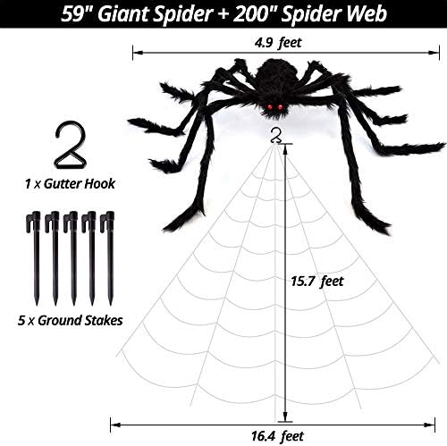OCATO 200 Giant Spider Web 59 Halloween Spider Decor