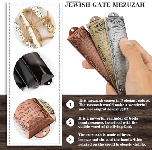 3pcs Metal Mezuzah Case with Scroll for Jewish Home Decor