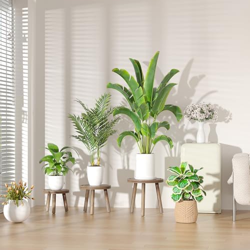 3-Pack Dark Brown Wood Plant Stands for Indoor Use