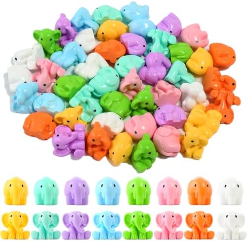 48 Pieces Small Elephant Figurine 8 Colors Miniature Garden Decor