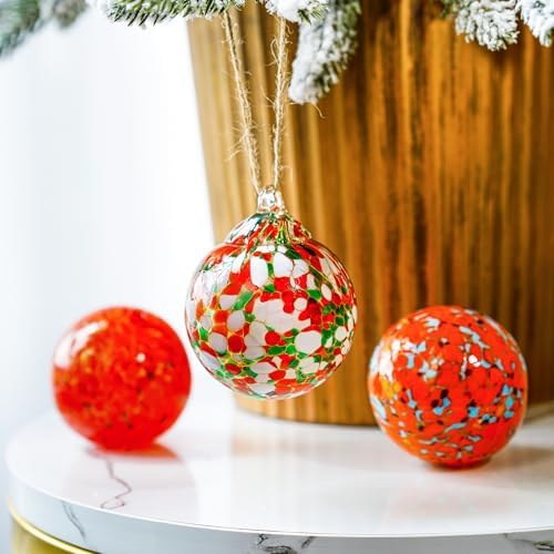 Set of 3 Hand Blown Glass Gazing Balls Decor