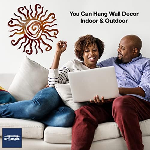 Wacky Sun Metal Wall Art Indoor Outdoor Decor - 12 Inch Copper Rust Proof Wall Sculpture Made in USA