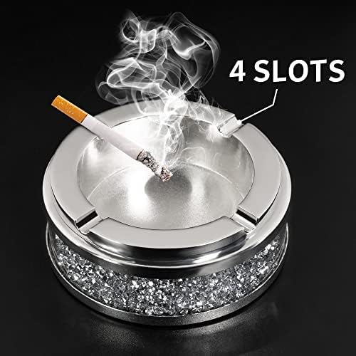 Silver Crushed Diamond Decorative Ashtray 4 x 4 x 157