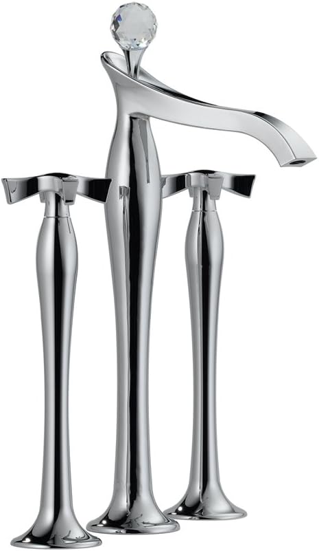 Brizo K65790X-63255PC Touch On Bathroom Faucet with Cross Handles and Crystal Finial Chrome