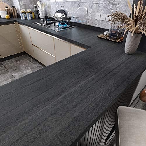WESTICK Black Waterproof Wood Contact Paper 158 x 78 Inch