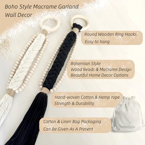 Bohemian Macrame Wall Hanging with Wood Bead Tassel