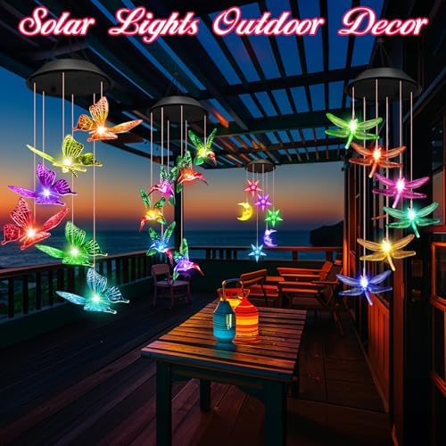 Solar Butterfly Wind Chimes for Garden Decor