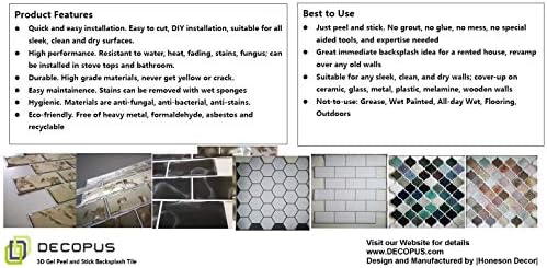 Subway Tile Peel and Stick Faux Marble Backsplash 10pc Pack