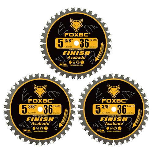 FOXBC 5-38 Inch Carbide Circular Saw Blade 36 Tooth 10mm Arbor 3 Pack