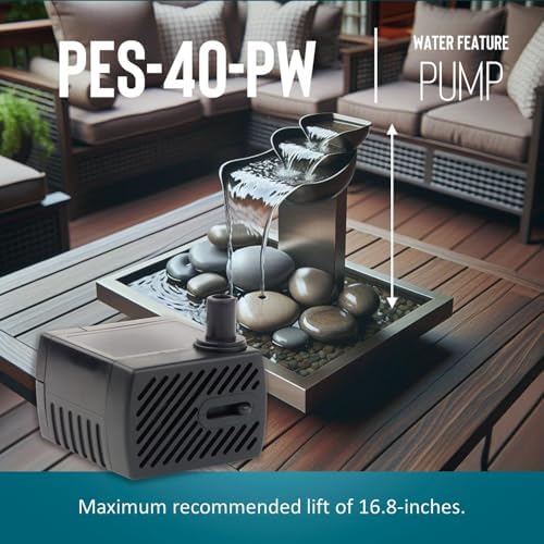 Little Giant PES-40-PW Fountain Pump with 6-Foot Cord and Flow Control Valve