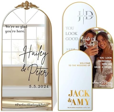 Personalized DIY Wedding Mirror Welcome Sign Decal - Custom Vinyl Sticker with Bride Groom Names