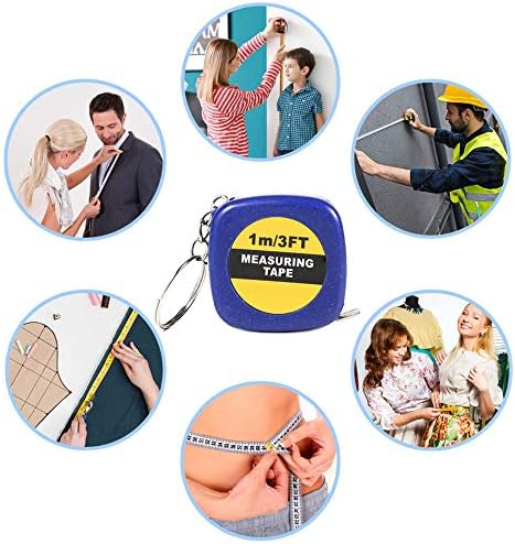 PROLOSO Retractable Tape Measure Keychains 1m 3ft Pack of 20