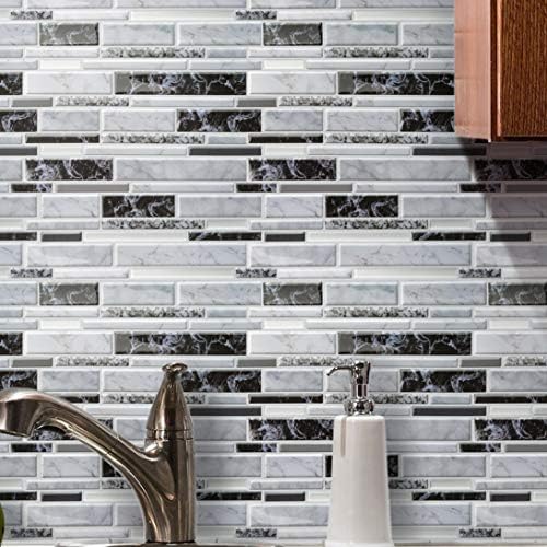 Subway Tile Peel and Stick Faux Marble Backsplash 10pc Pack
