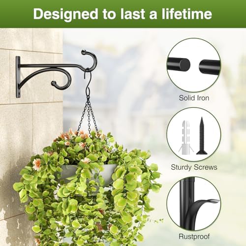 6 Inch Plant Hanger Hooks 2-Pack Black Metal