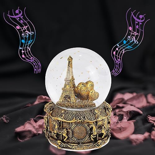 LED Music Snow Globe with Eiffel Tower Decor