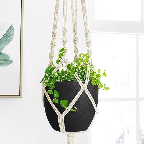 Ferlypote 8 Inch Plant Pots Set of 2 with Drainage Holes Black