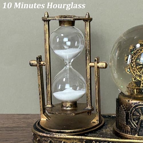 LED Crystal Snow Globe with Hourglass Sand Timer and Musical Box