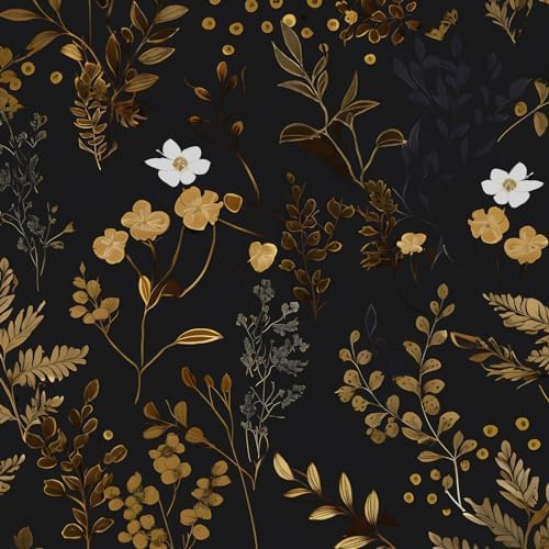 Black Floral Peel and Stick Wallpaper for Kitchen Countertop and Cabinets 175 x 393 Inches