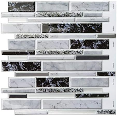 Subway Tile Peel and Stick Faux Marble Backsplash 10pc Pack