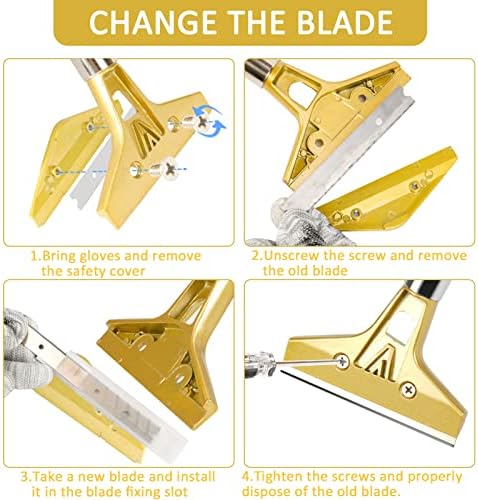 4-Inch Razor Blade Scraper with 20PCS Metal Blades and Safety Gloves