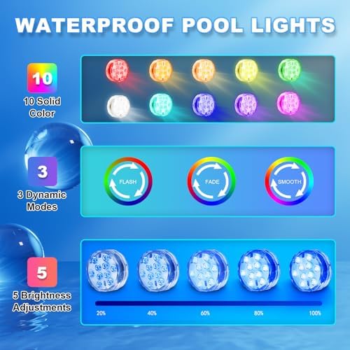 Creatrek Pool Lights with Remote 4 Pack