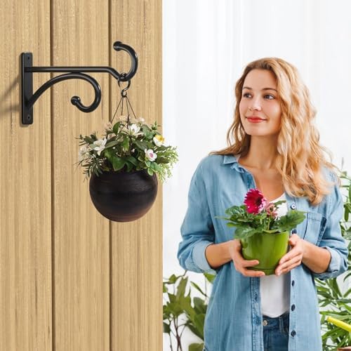 6 Inch Plant Hanger Hooks 2-Pack Black Metal