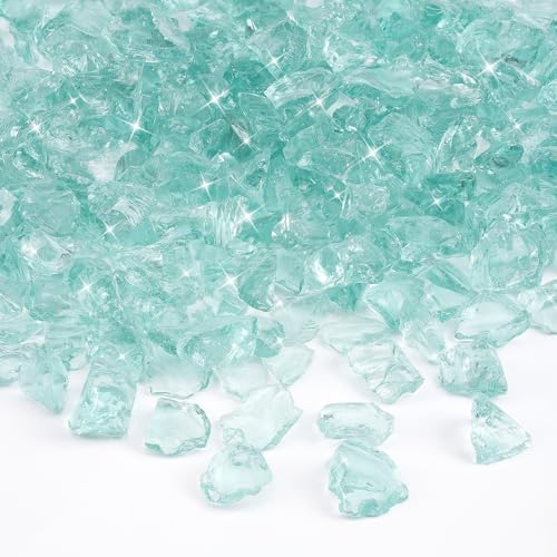 Mr Fireglass Crushed Fire Glass 10 lb Light Sea Blue