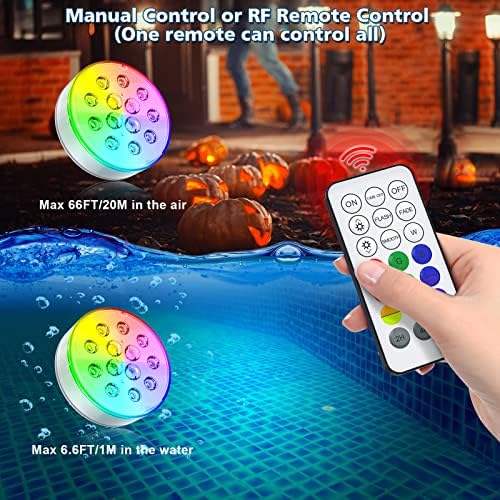 Rechargeable Submersible LED Pool Lights with Remote 16 Colors 2 Pack