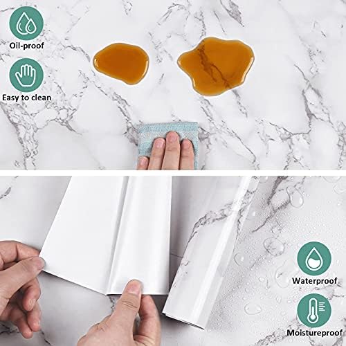 Caltero Glossy Marble Self Adhesive Contact Paper 157x118 White Grey