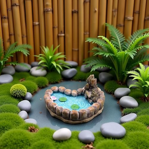 Blue Love Lotus Pond Fairy Garden Ornament