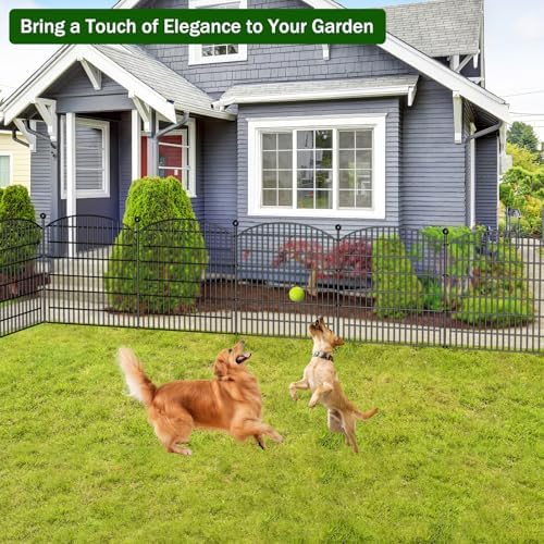 10 Panels Decorative Garden Fence - 32 in H x 236 ft L No Dig Dog Fence Outdoor for Yard Border Protection