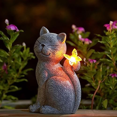 Nacome Solar Cat Garden Statue Outdoor Decor