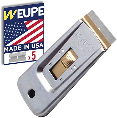 WEUPE Razor Blade Scraper Set with 5 Blades for Car Decals Stickers Glass and Paint