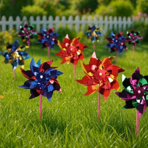 JOHOUSE 100PCS Plastic Rainbow Wind Spinners