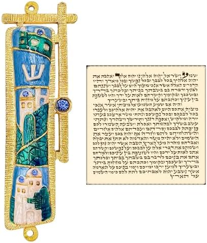 TALISMAN4U Blue Enamel Mezuzah Case with Scroll