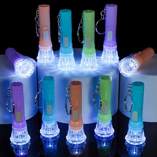 PROLOSO Mini Flashlight Keychains 50 Pcs Assorted Colors