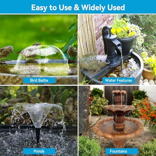 POPOSOAP Solar Fountain Pump with 3000mAh Battery for Bird Bath and Water Gardens