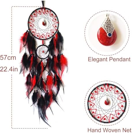 Black and Red Dream Catcher Wall Decor