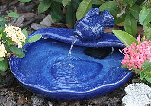 Smart Solar Ceramic Koi Fountain with Solar Panel