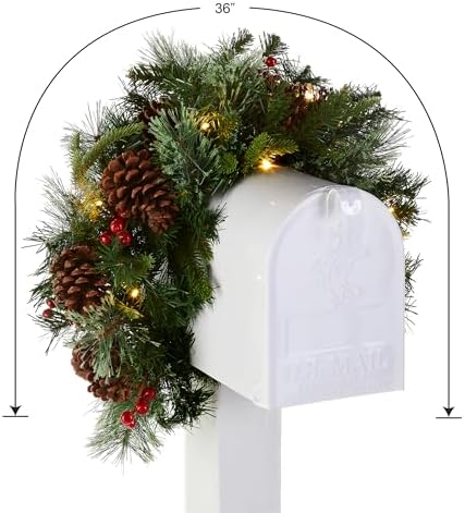 National Tree Company Pre-lit Artificial Christmas Mailbox Swag Colonial 36 Inch