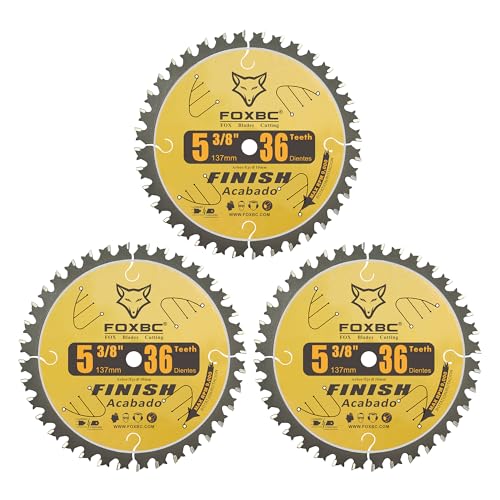 FOXBC 5-38 Inch Carbide Circular Saw Blade 36 Tooth 10mm Arbor 3 Pack