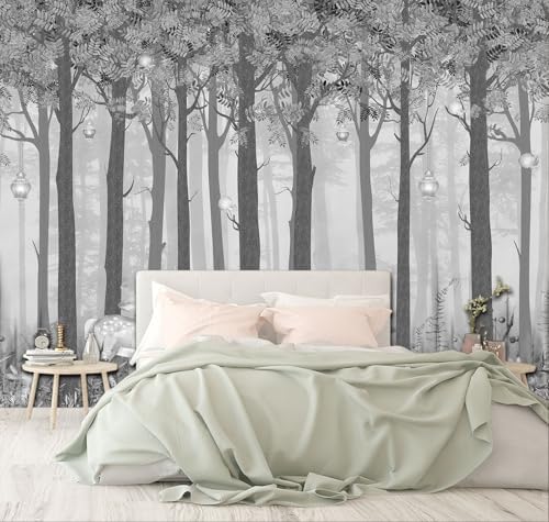 Grey Forest Mountain Wall Mural - 154 x 105