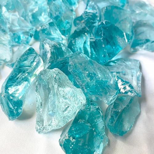 2lb Blue Glass Rocks 10-20mm Broken Sea Glass for Decorative Crafts and Fire Pit