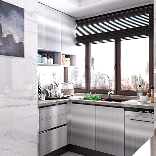 BAYYA Extra Wide Silver Metal Contact Paper for Kitchen Countertops and Appliances