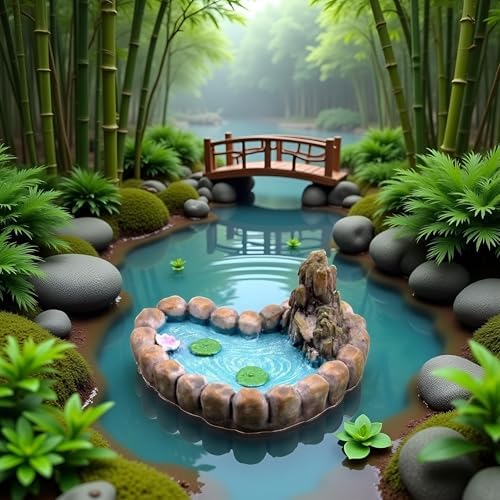 Blue Love Lotus Pond Fairy Garden Ornament