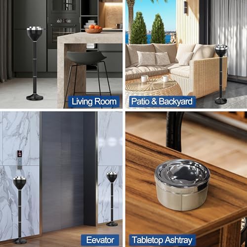 Reliancer Floor Standing Ashtray with Lid and Adjustable Height