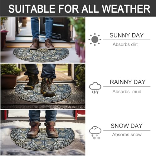 CHICHIC Large Entry Door Mat 24x36 Inch Blue Non-Slip Rubber Back